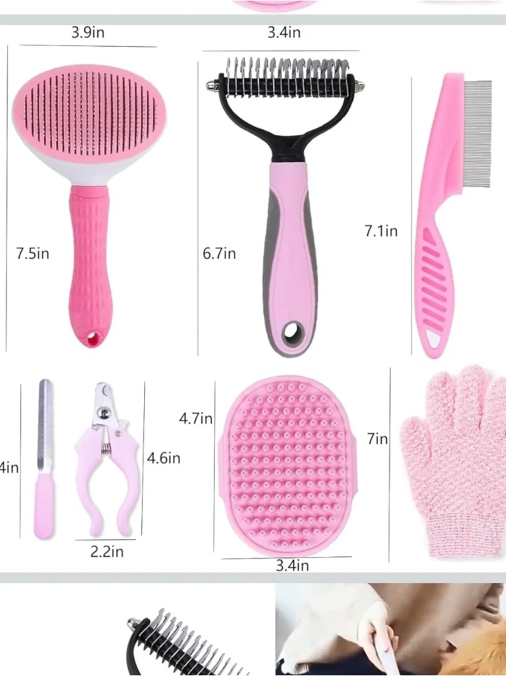 NWT Pink Pet Grooming Kit – 7-Piece Bath & Hair Care Set